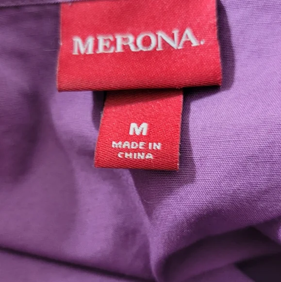 Merona button closure cap sleeve purple shirt dress size medium - Picture 9 of 12